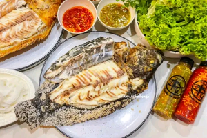 🐟เมี่ยงปลานิลเผา