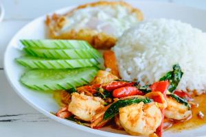 Kra-pao shrimp
