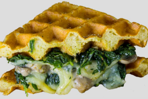 วาฟเฟิลผักโขมเห็ดและชีส (Stuffed Spinach Mushroom and Cheese)