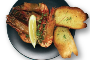 Garlic Prawns sauteed with Olive oil, Garlic chopped