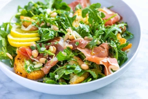 white bean salad with prosciutto and arugula