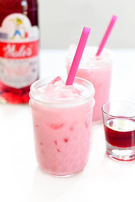 Iced pink milk