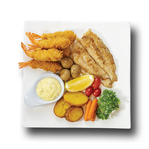 15. สเต็กปลาดอลลี่+กุ้งกรอบ : Dory Steak&Fried Shrimp