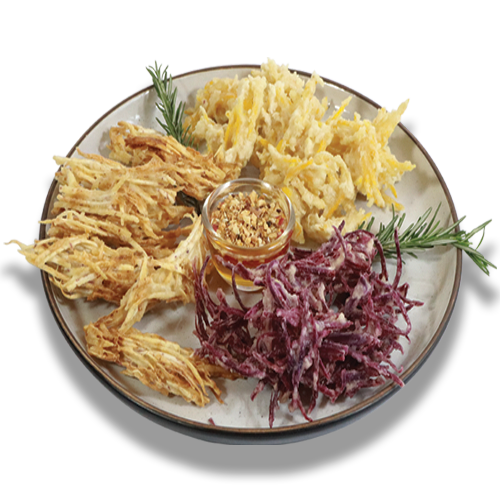 48. สามสหาย : Crispy taro potato and enoki mushroom