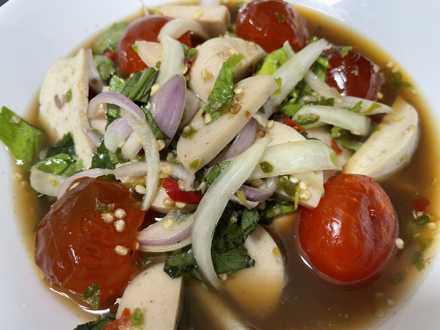 ยำหมูยอไข่แดงเค็ม
