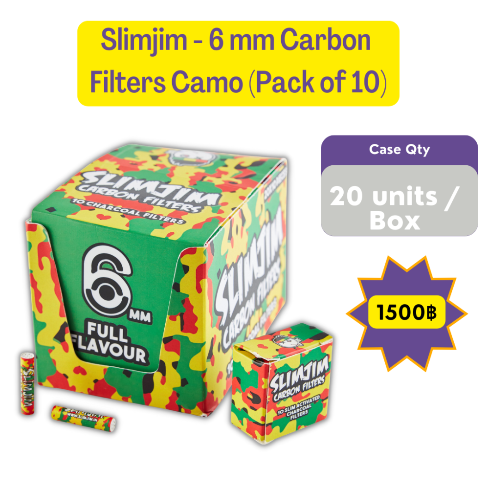 Slimjim Active Carbon Filters - 6mm (Camo) - 10 Pack