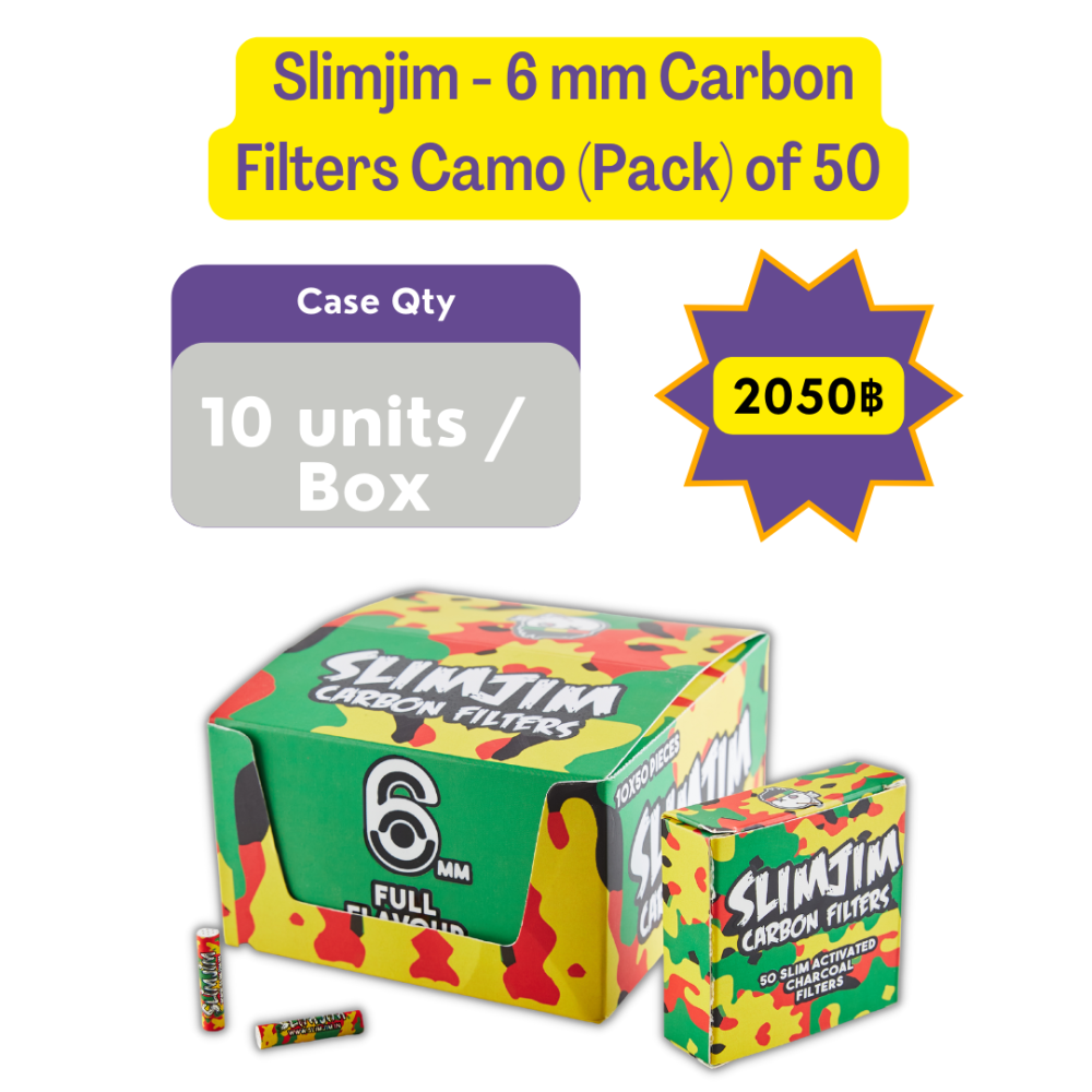 Slimjim Active Carbon Filters - 6mm (Camo) - 50 pack