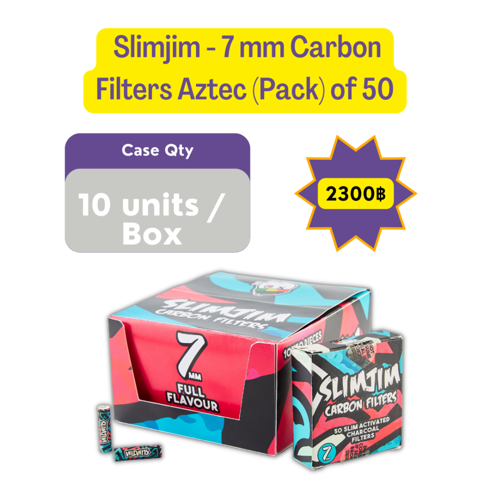 Slimjim Active Carbon Filters - 7mm (Aztec) - 50 Pack