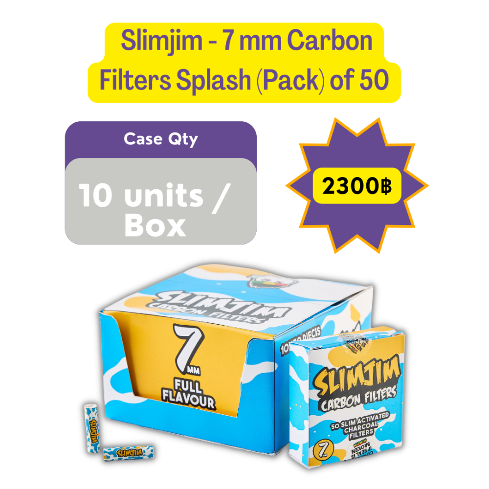 Slimjim Active Carbon Filters - 7mm (Splash) - 50 Pack