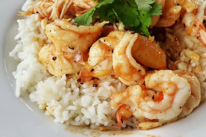 1-3 ผัดกระเทียมพริกไทยราดข้าว 