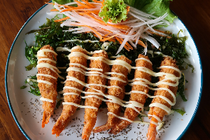 กุ้งทอดสลัดครีม