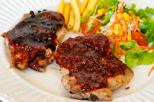 สเต็กไก่สไปร์ซี่+สเต็กไก่พริกไทยดำ