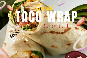 PORK TACO WRAP &CHEESE (ทาโก้หมู แถมราดชีสยืด) *เมนูแนะนำ-