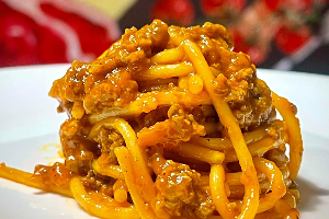 สปาเกตตี้มีทซอส เนื้อโคขุนสับ Spaghetti with Tomato Sauce minced beef