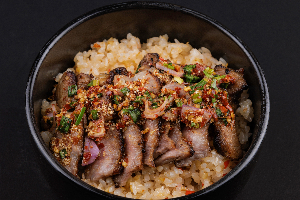 Kurobuta Pork with Salt and Chili Fried Rice (Jaew Sauce)