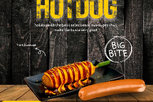 คอร์นด็อกไส้กรอกล้วน จัมโบ้ (ไม้เหลือง) BIG sausage Corndog