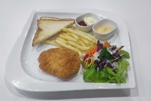 077 Chicken & Chips / สเต็กไก่ทอด