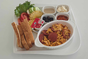 008 Turkish Breakfast Set With Stir Fried Beef Sausage With Eggs