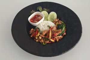 Rice + Pad Khee Mao ข้าว + ผัดขี้เมา