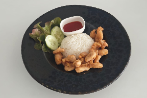 Rice + Crispy Fried Meat ข้าว + ชุบแป้งทอด