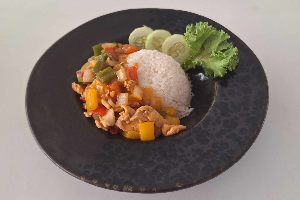 Rice + Pad Preaw Wan ผัดเปรี้ยวหวาน