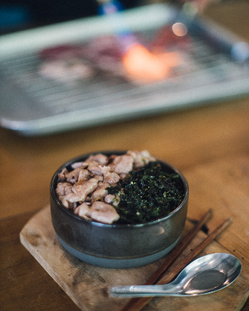 grilled pork rice with sweet soy sauce