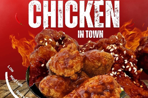 ไก่ซอสเกาหลี 10 ชิ้น, (KOREAN FRIED CHICKEN=10 pcs) ฟรี!ไชเท้าดอง