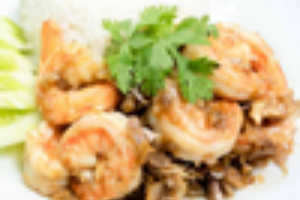 ข้าวกุ้งทอดกระเทียม