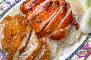 ข้าวมันไก่ทอด + ไก่ย่าง