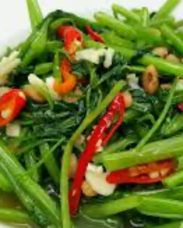 A.7 Stir-fried Chinese Morning Glory in thai Style บุ้งแดง