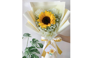 ช่อทานตะวัน1ดอก+กุหลาบขาว2
