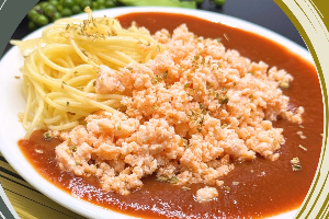 สปาเก็ตตี้ แซลมอนสับ อิตาเลี่ยนซอส (Minced Salmon Spaghetti with Italian Sauce)