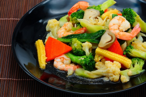 Fried mixed vegetable with shirmp-ผัดผักรวมกุ้ง