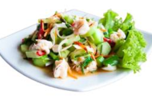 ยำก้านคะน้ากุ้งสด