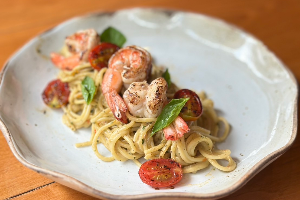 สปาเกตตี้ครีมชีสกุ้งย่าง