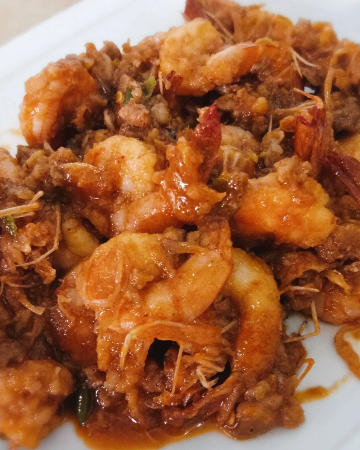 กุ้งผัดกะปิ (กับข้าว)