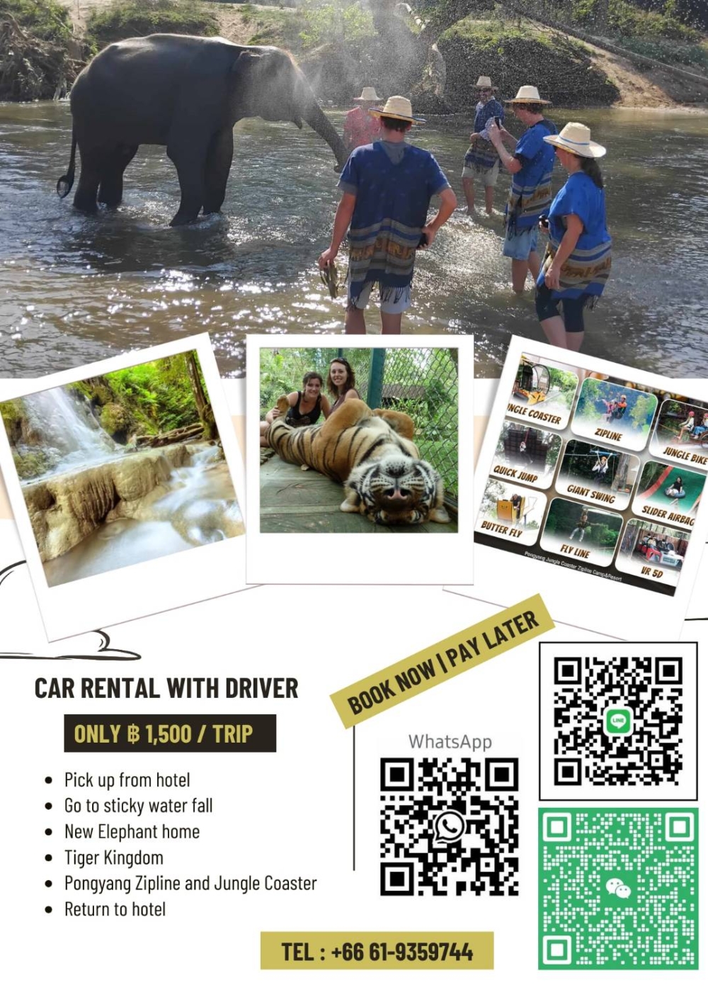 Maerim Trip Tiger Kingdom & Elephant Home