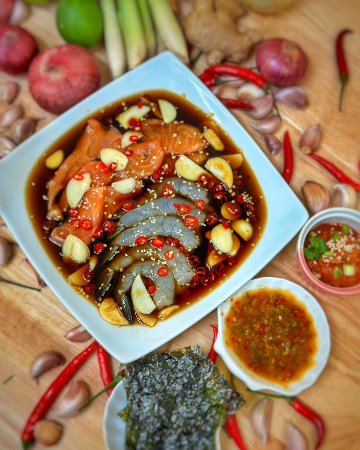 กุ้ง+แซลมอลดองซีอิ๊วเกาหลี