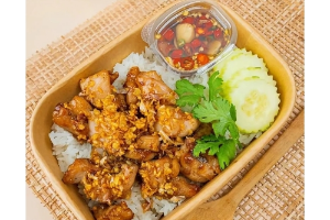 ข้าว+ไก่ทอดกระเทียม