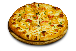 พิซซ่าซีฟู้ดกับน้ำสลัดเทาซันด์