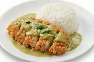 ข้าวเขียวหวานไก่กรอบ