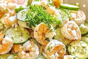 สลัดแตงกวาญี่ปุ่นกุ้งสด / Japanese Cucumber Salad with Shrimp