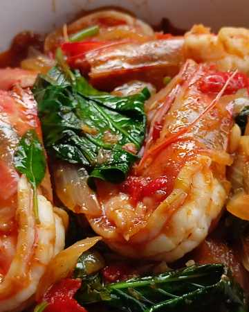 กุ้งผัดพริกเผา  (กับข้าว)