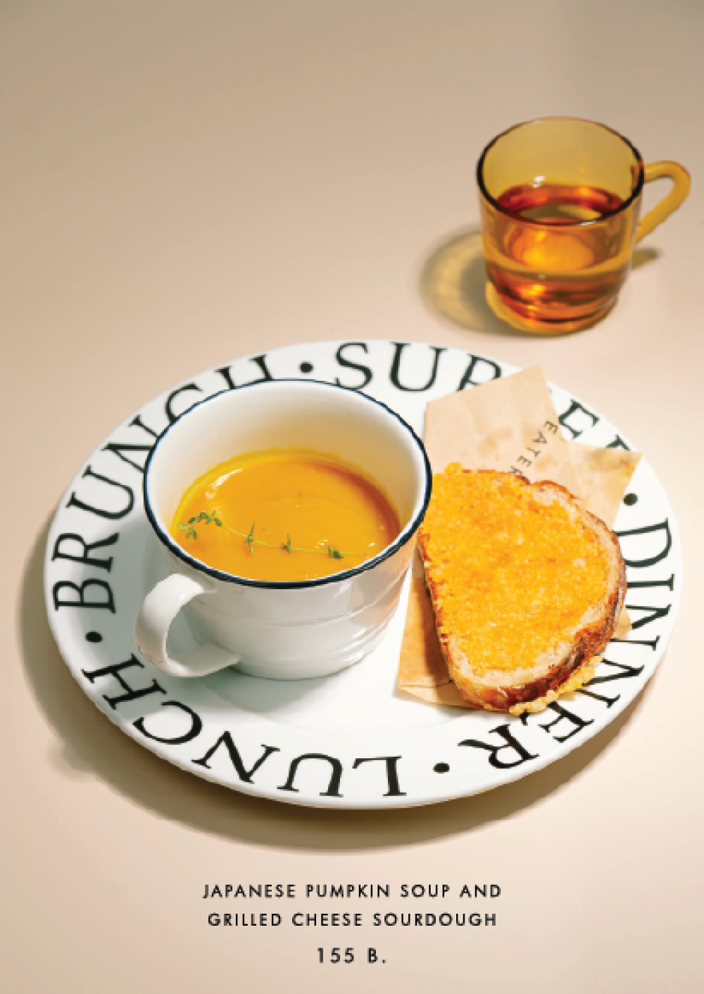 Japanese pumpkin soup and grilled cheese sourdough