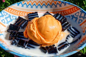 เฉาก๊วยนมสดไอติมชาไทย