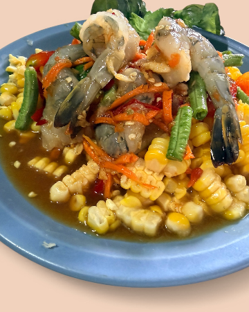 ตำข้าวโพดกุ้งสด