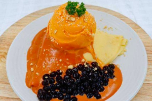 เครปเย็นชาไทยไข่มุกลาวา