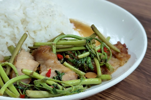 ผัดกระเฉด(ราดข้าว)