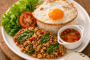 ข้าวกะเพราไก่ไข่ดาว
