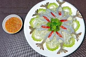 กุ้งแช่น้ำปลา	បង្គាទឹកត្រីកោះកុង	Shrimp in Spicy  Koh Kong Fish Sauce 
